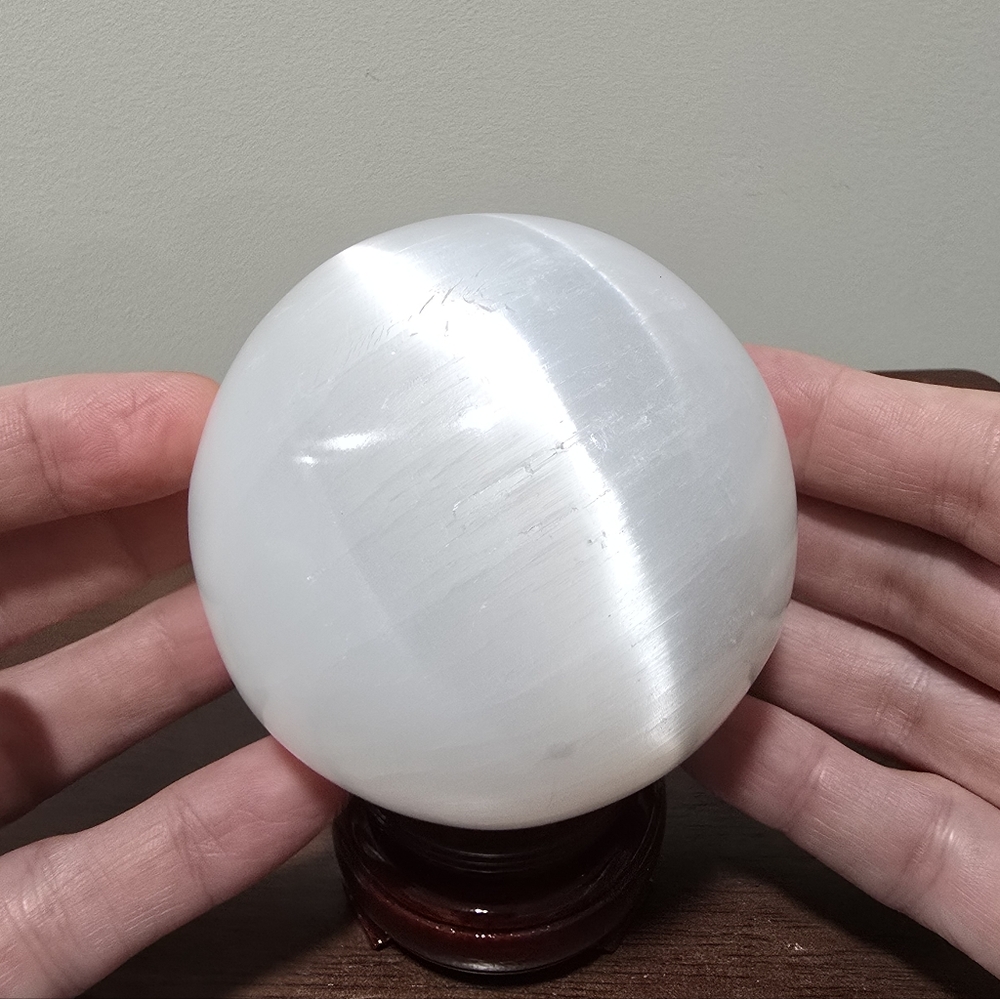 1.3 lbs Selenite Crystal Sphere #E 78mm